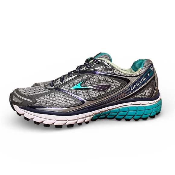 Brooks Shoes - Brooks Ghost 7 G7 Running Athletic Shoes Gray Green Purple Womens 7.5